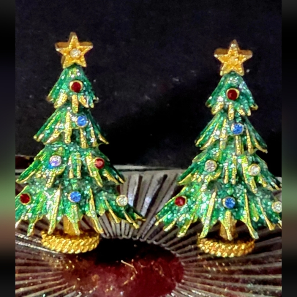 Eisenberg Ice Vintage Christmas Tree Clip-on  Earrings